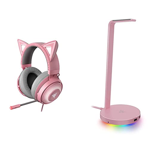 Razer Wired Kraken Kitty RGB USB Gaming Headset + Base Station V2 Chroma: Quartz Pink