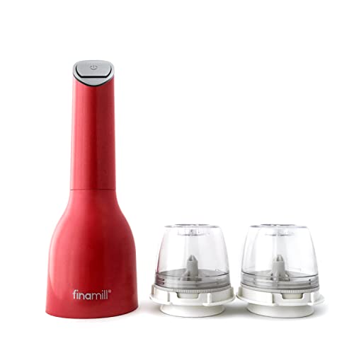 FinaMill's Award-Winning Battery-Operated Pepper Mill & Spice Grinder - Adjustable Coarseness, Ceramic Grinding Elements, LED Light, 2 Quick-Change ProPlus Pods - Perfect for Home Cooking & Gifting