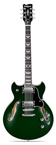 WestCreek 333 Electric Guitar with 6 String, Semi Hollow Body Jazz Electric Guitar, Alnico Humbucker Pickups, Roosewood Fretboard, Rounded End Jumbo Frets, Full (Green)