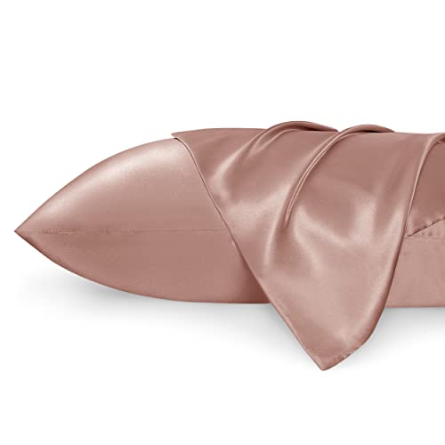 Bedsure Satin Pillowcase Standard Set of 2 - Rose Cloud Silky Pillow Cases for Hair and Skin 20x26 Inches, Pillow Covers with Envelope Closure, Similar to Silk Pillow Cases, Gifts for Women Men