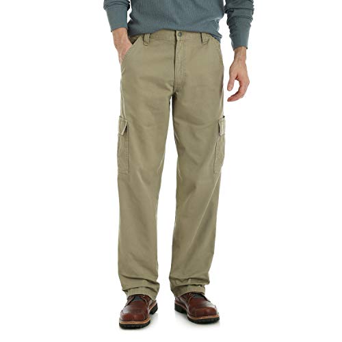 Wrangler Authentics Men's Relaxed Fit Cargo Pant (Logan), British Khaki Twill, 36W x 34L