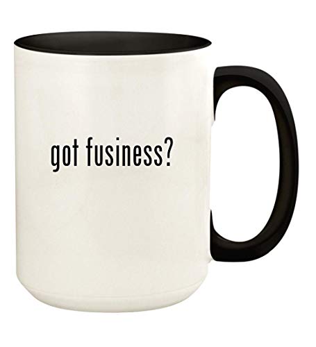 Knick Knack Gifts got fusiness? - 15oz Ceramic Colored Handle and Inside Coffee Mug Cup, Black