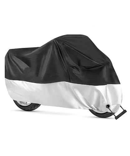 Zlirfy Motorcycle Covers,Motorbike Full Cover Outdoor Rain Cover,Car Accessories Motorbike Accessories Motorcycle Cover Waterproof Outdoor with Lock-Holes & Storage Bag,Fits up to 96.5' Motorcycles