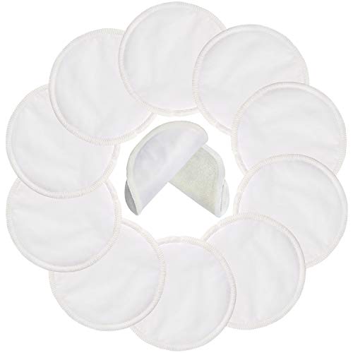 PINOWU Reusable Nursing Pads (10 Pack) for Breastfeeding Moms - 4.7 inch Washable Breastfeeding Nipple Pad for Maternity with Laundry Bag