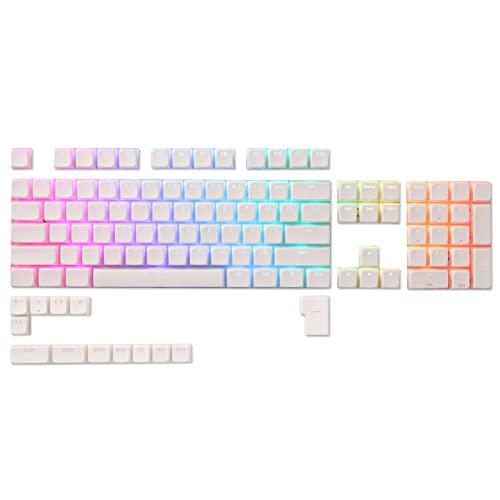 LTC LavaCaps PBT Double Shot 117-Key Pudding Keycaps Set, Translucent XDA Profile for ISO & ANSI Layout 61/68/84/87/104 Keys Mechanical Keyboard, with Keycap Puller - (Only Keycaps), White