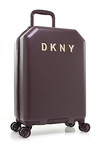 DKNY Luggage Upright with 8 Spinner Wheels, ABS+PC Case, Weekend Bag, Burgundy, 21' Carry On