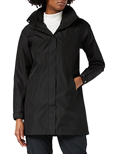 Helly-Hansen Women's Aden Waterproof Breathable Hooded Long Rain Jacket, Black, Medium