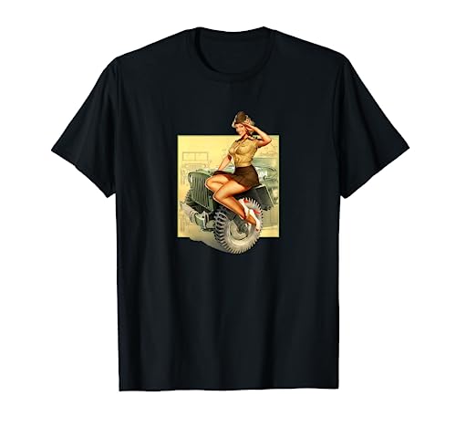 Pin-up Girls Willys MB WW2 Poster Vintage T-Shirt