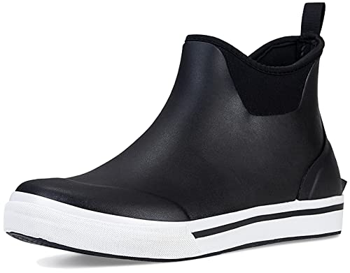 TENGTA Men's Waterproof Deck Boots Ankle Rain Footwear Neoprene Rubber Shoes Black 11