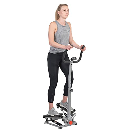 Sunny Health & Fitness Twist Stair Stepper Machine with Handlebar – SF-S020027 Silver