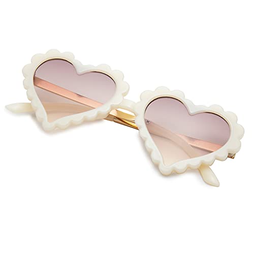 COASION Kids Heart Girls Sunglasses UV 400 Protection for Toddler Party Beach Shades Age 3-10 (Beige)