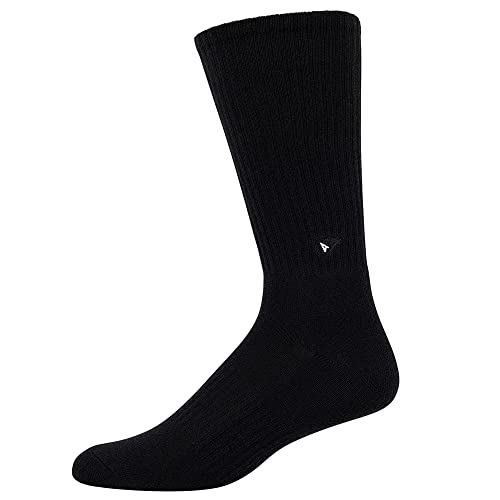 Arvin Goods Recycled Cotton All Season Mens & Womens Cushioned Durable Crew Socks M/L 9-12 (M/L, Black - Singles)