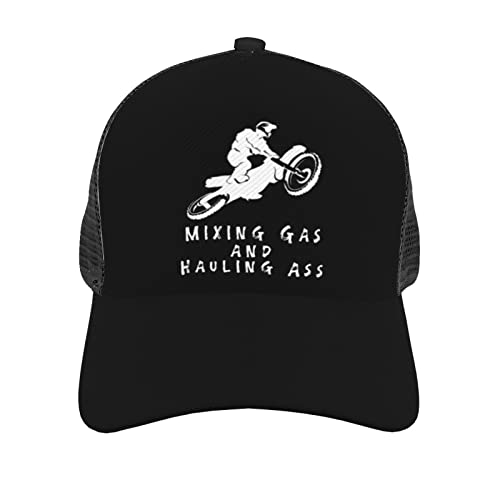 Mixing Gas and Hauling Ass Trucker Hat for Adult, Adjustable Washable Baseball Cap, Fishing Hats Funny Gifts for Men and Women Black