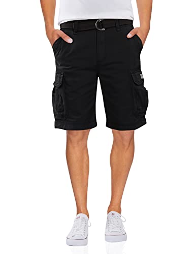 Unionbay Men's Survivor Belted Cargo Short, Black, 34