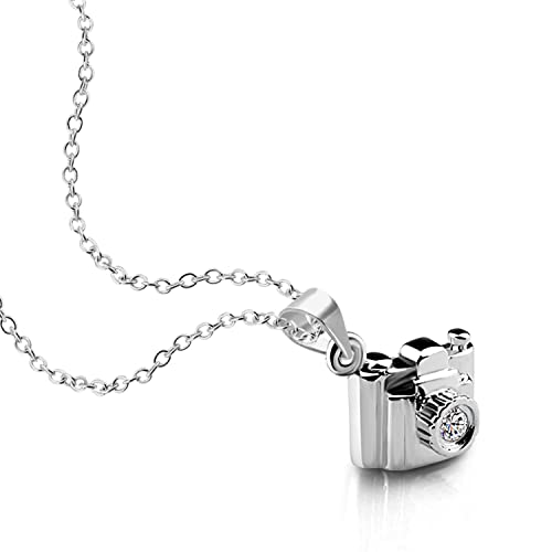 Dankadi 925 Sterling Silver Necklace Women Solid Silver Chain 18 inches Personality Design Camera Shape Pendant Chocker Fine Jewelry Gift