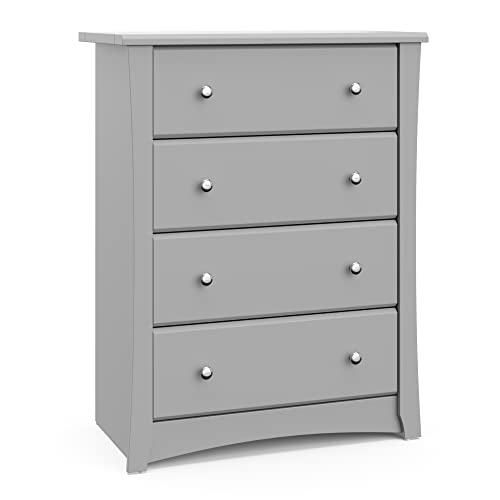 Storkcraft Crescent 4 Drawer Chest (Pebble Gray) – GREENGUARD Gold Certified, Easy-to-Match Chest of Drawers for Nursery and Kids Bedroom, Dresser Organizer for Children’s Bedroom