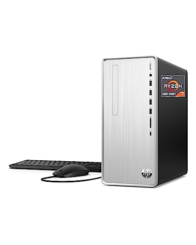 HP Pavilion Desktop Computer PC, AMD Ryzen 7 Processor, AMD Radeon Graphics, 16 GB SDRAM, 512 GB PCIe SSD, Windows 11 Pro OS, 9 USB Ports, High-Performance Wi-Fi & Bluetooth, (TP01-2062,2022)