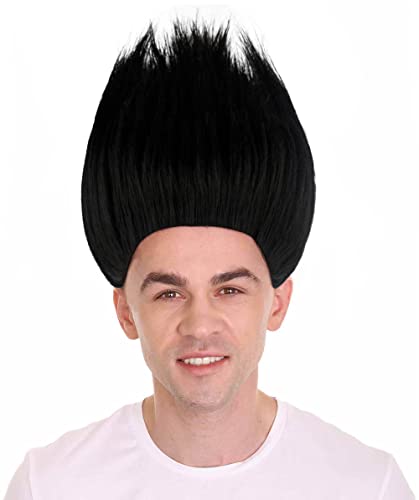 Adult Unisex Straight Cosplay Halloween Troll Paranoid Wig,Synthetic Soft Fiber Hair, Perfect for your next Festival and Group Anime Party! HM-080A (Adult, Black)