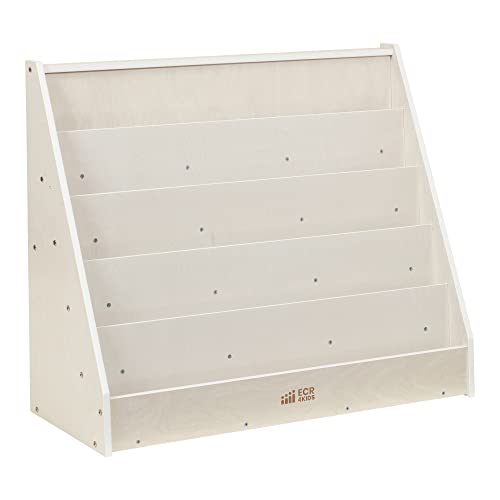 ECR4Kids Single-Sided Book Display, Classroom Bookshelf, White Wash
