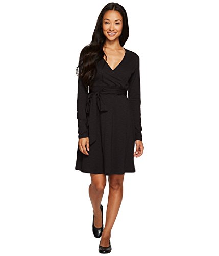 Toad&Co Cue Wrap Long Sleeve Dress, Black, L