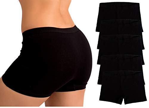 EVARI Women's Boyshort Panties Comfortable Cotton Underwear Pack of 5 (Black (Pack of 5), XXX-Large)