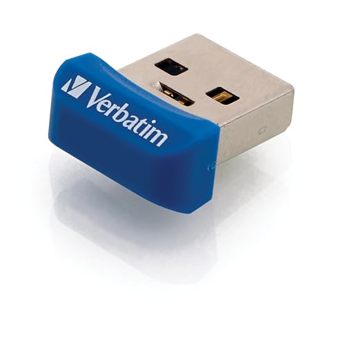Verbatim 16GB Store 'n' Stay Nano USB 3.2 Gen 1 Flash Drive Snag-free Low Profile Thumb Drive with Microban Antimicrobial Product Protection - Blue 98709