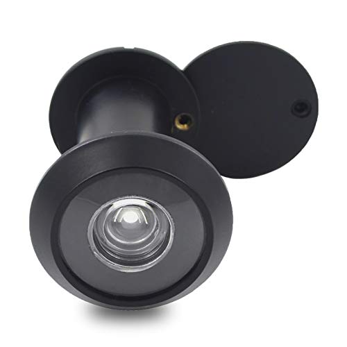 Door Viewer Peephole, Solid Brass 200-degree Door Viewer with Heavy Duty Rotating Privacy Cover for 1-3/8' to 2-1/6' Doors for Home Office Hotel (Black)