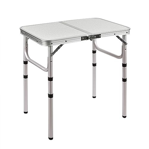 RedSwing Small Folding Table Portable 2 Feet, Small Foldable Table Adjustable Height, Lightweight Aluminum Camping Table, 15.7 in x 23.6 in x 19 in