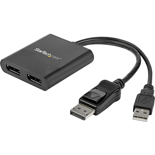 StarTech.com Dual-Monitor DisplayPort 1.2 Splitter, DisplayPort to 2x DP Multi-Monitor Adapter, Dual 4K 30Hz or 1080p 60Hz Computer MST Hub, USB Bus-Powered, Windows Only (MSTDP122DP)