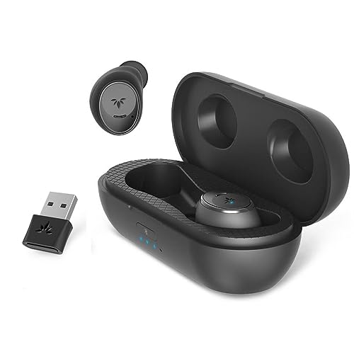 Avantree Ace M10 - Wireless Earbuds for PC Laptop Computer with USB Adapter, Bluetooth 5.2, Noise Cancelling Mic for Clear Calls, Connecting with Phones for Music, aptX Adaptive, 36Hrs