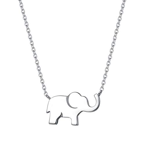FANCIME Lucky Elephant Necklace 925 Sterling Silver White Gold Plated Dainty Love Family Pendant Necklace Birthday Gifts For Women Girls Teens Friend, 16' + 2' Extender