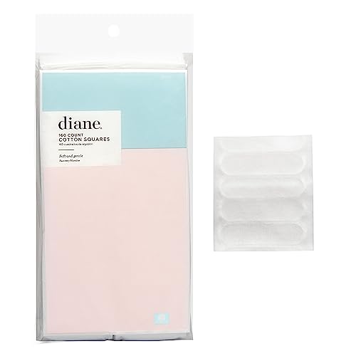Diane Cotton Squares – 100% Real Cotton – Soft, Gentle on Face, Use for Makeup and Nail Polish Removal, Beauty Applicator - 160 Count (Pack of 1)