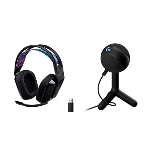 Logitech G535 Lightspeed Wireless Gaming Headset + Yeti Orb RGB Gaming Microphone with LIGHTSYNC, USB Mic for Streaming