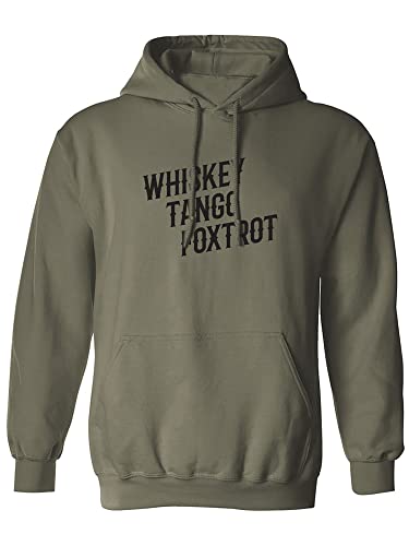 zerogravitee Whiskey Tango Foxtrot Adult Hooded Sweatshirt - Military Green - X-Large