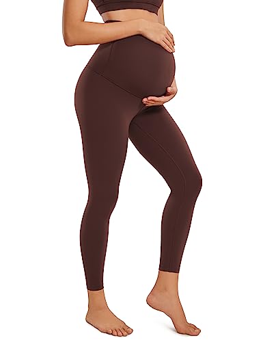 CRZ YOGA Womens Butterluxe Maternity Leggings Over The Belly 25' - Buttery Soft Workout Activewear Yoga Pregnancy Pants Taupe Medium