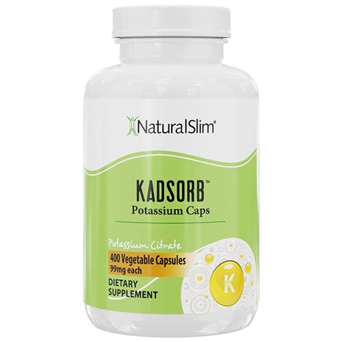 Naturalslim Kadsorb Natural Potassium Citrate - Supports Electrolyte Balance & Normal PH, Non-GMO & Gluten-Free, Absorbable Potassium Supplement with Essential Minerals - 99 mg 400 Capsules