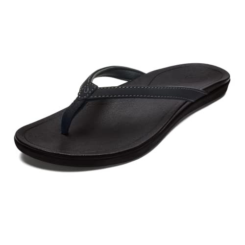 OLUKAI Women's HO'PIO Flip Flops - Onyx/Onyx