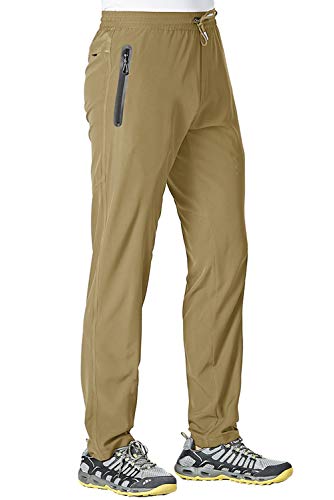 TBMPOY Men's Outdoor Lightweight Hiking Mountain Pants Running Active Jogger Pants Khaki XXL