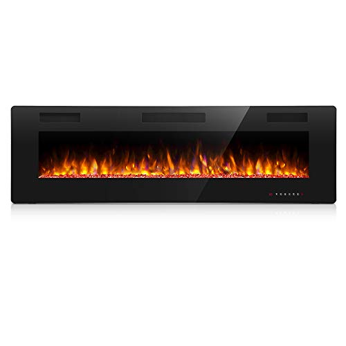 Antarctic Star 42 Inch Electric Fireplace in-Wall Recessed and Wall Mounted, Fireplace Heater and Linear Fireplace with Multicolor Flame, Timer, 750/1500W Control by Touch Panel & Remote…