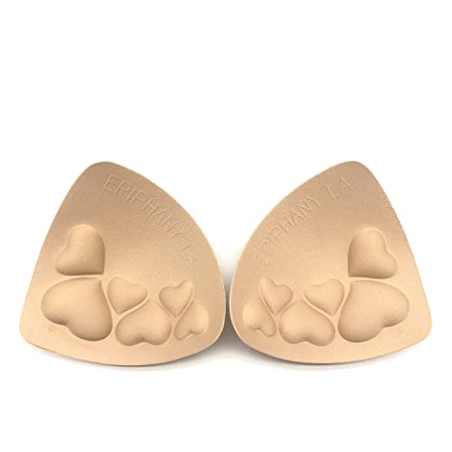Epiphany LA Women's Push Up Padding Inserts for Swimsuits, Sports Bras and Clothing (B Cup - 1 Pair) Beige