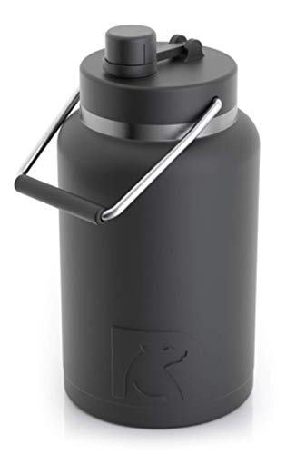 RTIC Jug with Handle, Half Gallon, Black Matte, Large Double Vacuum Insulated Water Bottle, Stainless Steel Thermos for Hot & Cold Drinks, Sweat Proof, Great for Travel, Hiking& Camping