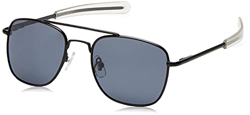 CampCo Humvee Pilot Sunglasses - Polarized Aviator Sunglasses Bayonette, 57mm, Black Frame, Gray Polarized Lens