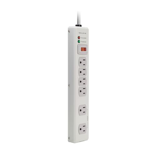 Belkin 6-Outlet Metal Power Strip Surge Protector, 6ft, Beige