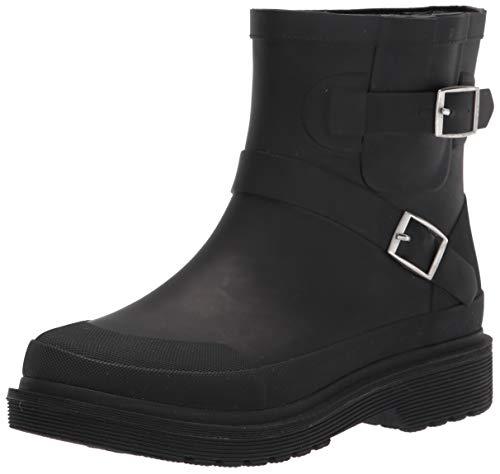 Chooka Womens Waterproof Moto Mid Rain Boot, Black, 9 US