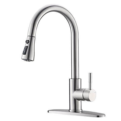 Brushed Nickel Kitchen Faucets with Pull Down Sprayer Kitchen Sink Faucet with Pull Out Sprayer Single Hole Deck Mount Single Handle Stainless Steel Grifos De Cocina 866068SN