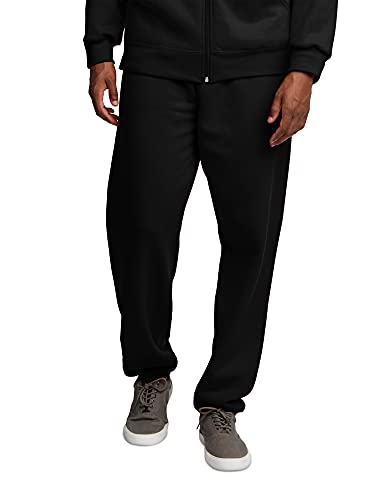 Fruit Of The Loom Mens Eversoft Fleece Elastic Bottom With Pockets, Relaxed Fit, Moisture Wicking, Breathable Sweatpants, Black, Large US