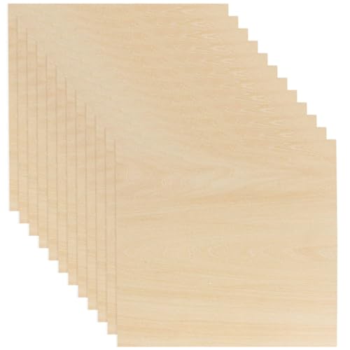 12 Pack Basswood Sheets 1/8 x 12 x 12 Inch Plywood Board, Thin Natural Unfinished Wood for Crafts, Hobby, Model Making, Wood Burning and Laser Projects