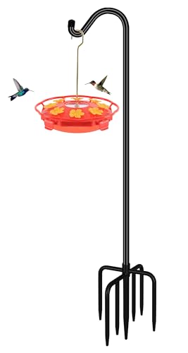 FEED GARDEN 92 Inch Adjustable Outdoor Shepherds Hook Bird Feeder Pole with 7 Prongs Base, Premium Steel Heavy Duty Tall Shepards Hooks for Hanging Bird Feeders, Plant Basket, Lanterns, 1 Pack