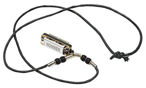 Hohner M38N-BL Mini Harmonica Necklace, Black