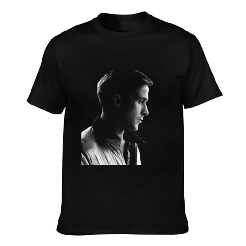 Arichwhoo Ryan Gosling Tshirt Short Sleeve 100% Cotton Top Crewneck Tees for Men Women （XSmall-4XLarge） Black